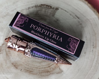 PORPHYRIA - Blackberry scented lip gloss, dark purple, sheer, lip topper, gothic cosmetics, vegan makeup, rose gold, Valentine's Day, gift