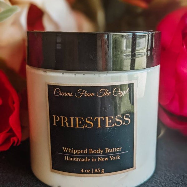 PRIESTESS - Lavender peach scented, Vegan whipped body butter, Shea, mango butter, moisturizer, gothic skincare, fruity fragrance