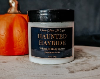 HAUNTED HAYRIDE - Pumpkin and woods scented, vegan whipped body butter, Shea, mango butter, moisturizer, gothic skincare, fall fragrance