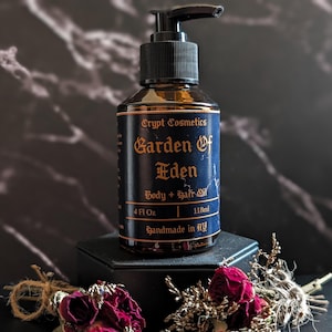4oz Scented body + hair oil - moisturizer, fast absorbing, gothic skincare, custom fragrance, vegan, cruelty free, bath oil, after shower