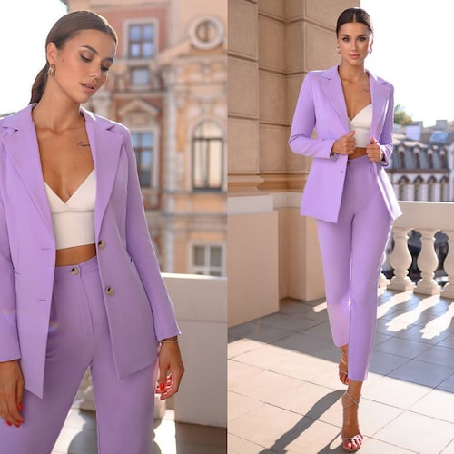 Womens Clothing Suits Trouser suits Nasty Gal Synthetic Deluxe Fluffy Knit Wide Leg Loungewear Set in Lavender Purple 