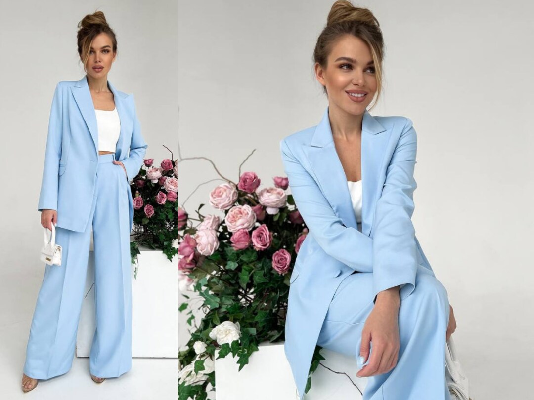 Blue Women Suit Set Jacket and Pants Suit Prom Suits for Women - Etsy UK