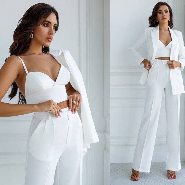Shop White Suit Women Online - Etsy