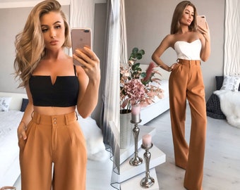 High Waisted Trousers - Etsy