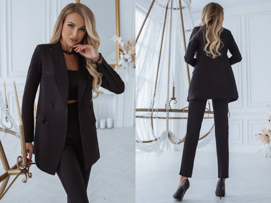 Black Pantsuit for Women Black Formal Pants Suit Set - Etsy