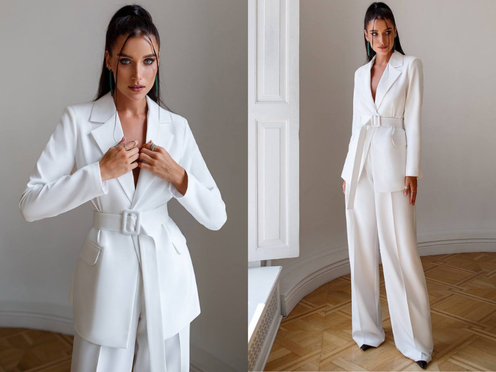 White Formal Pantsuit for Women White Bridal Pants Suit With - Etsy