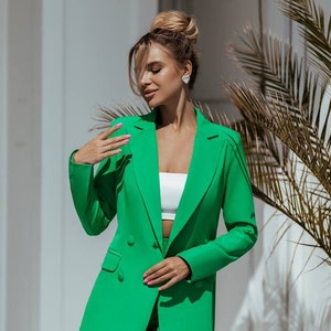 Green Women's Pantsuit Elegant Business Suit Blazers - Etsy