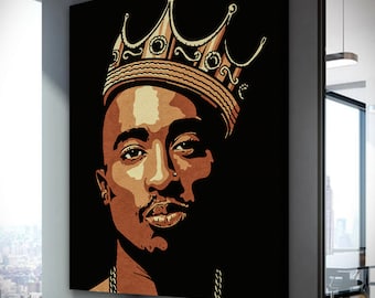 Tupac Shakur The King Canvas Wall Art Hip Hop Gift Tupac Etsy Hong Kong