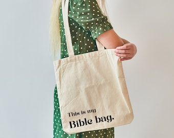 Retro Bible Study Canvas Tote Bag, Christian Gift