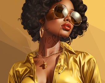 Retro Afro Design, schwarzes Mädchen Clipart, digitale Planer Wandkunst, afroamerikanische Clipart, schwarze Geschichte Sublimation Design schwarze Frauen Art