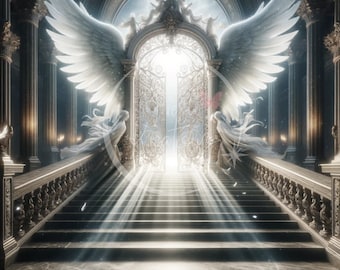 Treppe zum Himmel | In liebevoller Erinnerung PNG | Christ, Beerdigung, Himmelsflügel, Weiß, Treppe, Gedenkstätte, Instant PNG Download