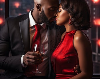 Black Love Art | Celebration Cards | Sublimation | Wall Art | Couple Art | Black Love Illustration | Just Because