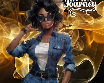 Notebook Journal Black Girl Magic Melanin Black Woman PNG Afro Fashion girl African American Clipart Planner Tshirt Tumbler Sublimation