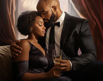 Black Love Art | Celebration Cards | Sublimation | Wall Art | Couple Art | Black Love Illustration | Just Because