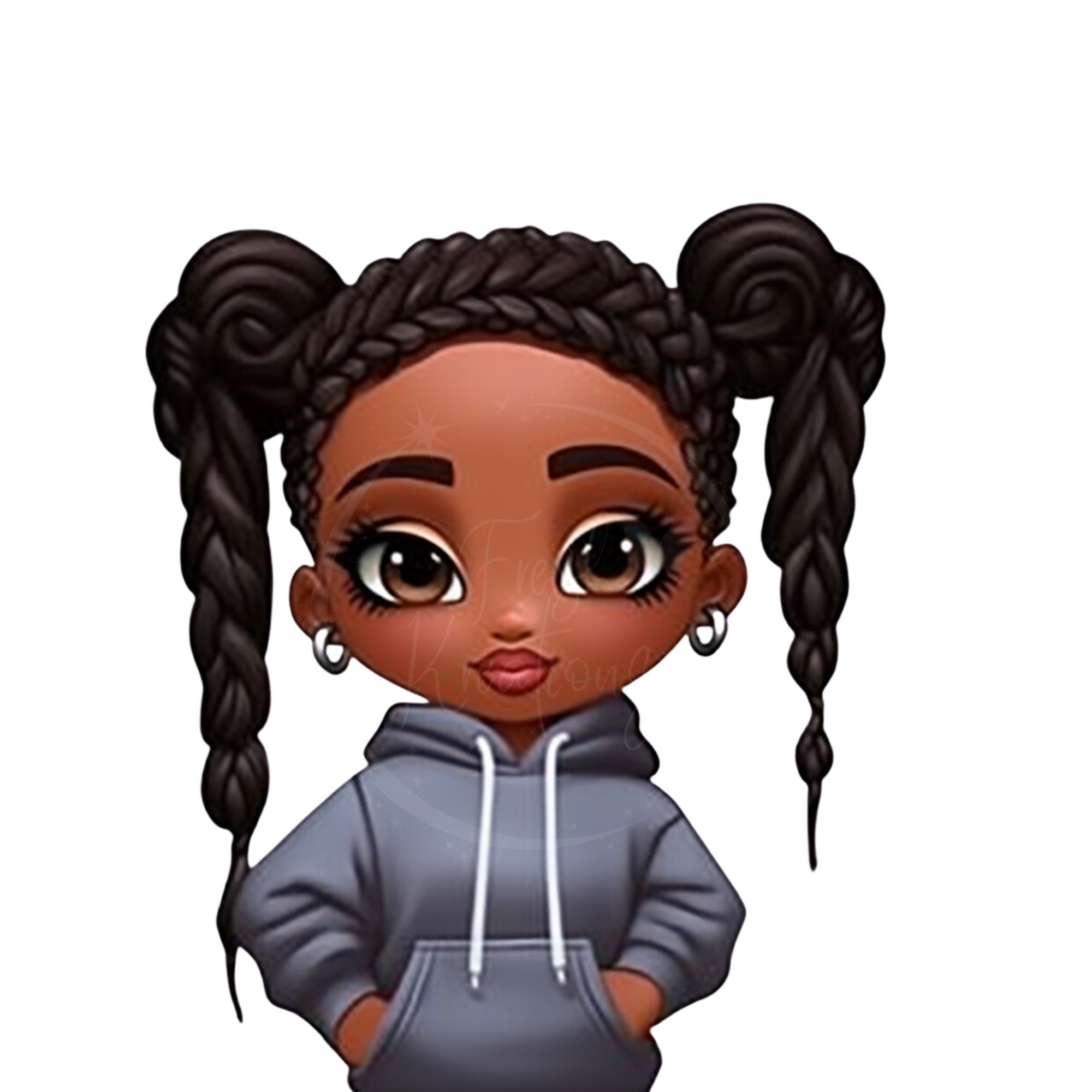 Black Girl Chibi Clipart Bundle | Braided Hair PNG (commercial Use) - Etsy