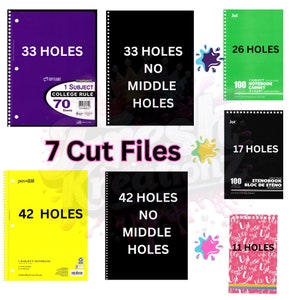 Spiral Notebook Cover Templates Bundle | 7 SVG Files | Cricut | Silhouette | Die Cut Machines