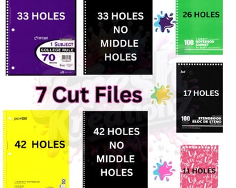 Spiral Notebook Cover Templates Bundle | 7 SVG Files | Cricut | Silhouette | Die Cut Machines