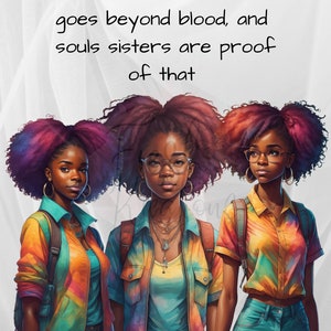 Sisterhood Black Girl Magic Melanin Black Woman PNG Afro Fashion girl African American clipart Planner Notebook Tshirt Tumbler Sublimation