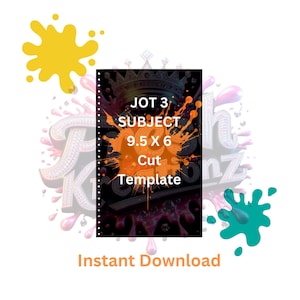 28 Hole 9.5 x 6 JOT 3 Subject | Spiral Notebook Cover Template | Cut File