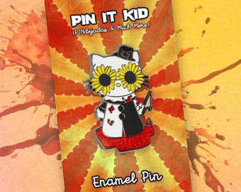 Horror Hello Kitty Cute Killer Clown Hard Enamel Pin Cat Movie Pins Spooky Bloody Gore Terrifier Retro Gift Halloween Anime Kawaii Glitter