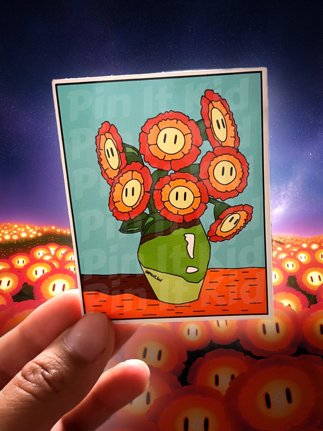 Super Mario Bros Vinyl Glossy Sticker Nintendo Fire Flowers Etsy