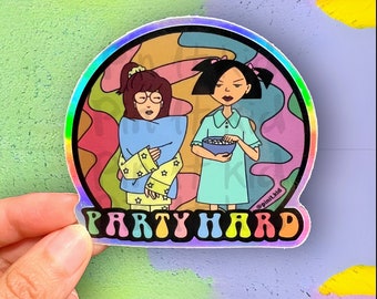 Daria Holo Sticker Decal Vinyl Party Hard Punk Girls Slumber 90s Cartoon Grunge Holographic Waterproof Nostalgia Pop Culture Sick Sad