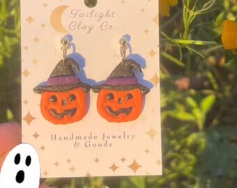 Halloween Witch Pumpkin Earrings
