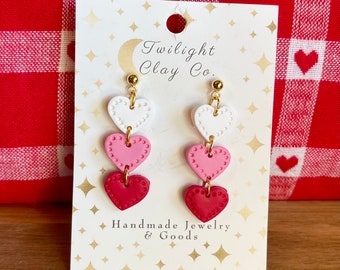 Handmade Heart Valentines Day Earrings Gift Best Seller Hypoallergenic Gold Plated