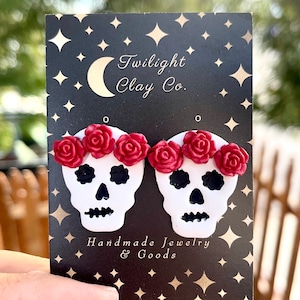 Halloween Dia De Los Muertos Sugar Skull Earrings Hypoallergenic Day of the Dead