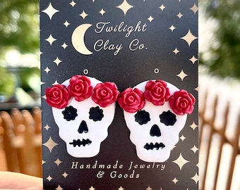 Halloween Dia De Los Muertos Pendientes De Calavera De Azúcar Hipoalergénico Día De Muertos