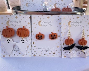 Handmade Clay Ghost Dangle Earrings Hypoallergenic