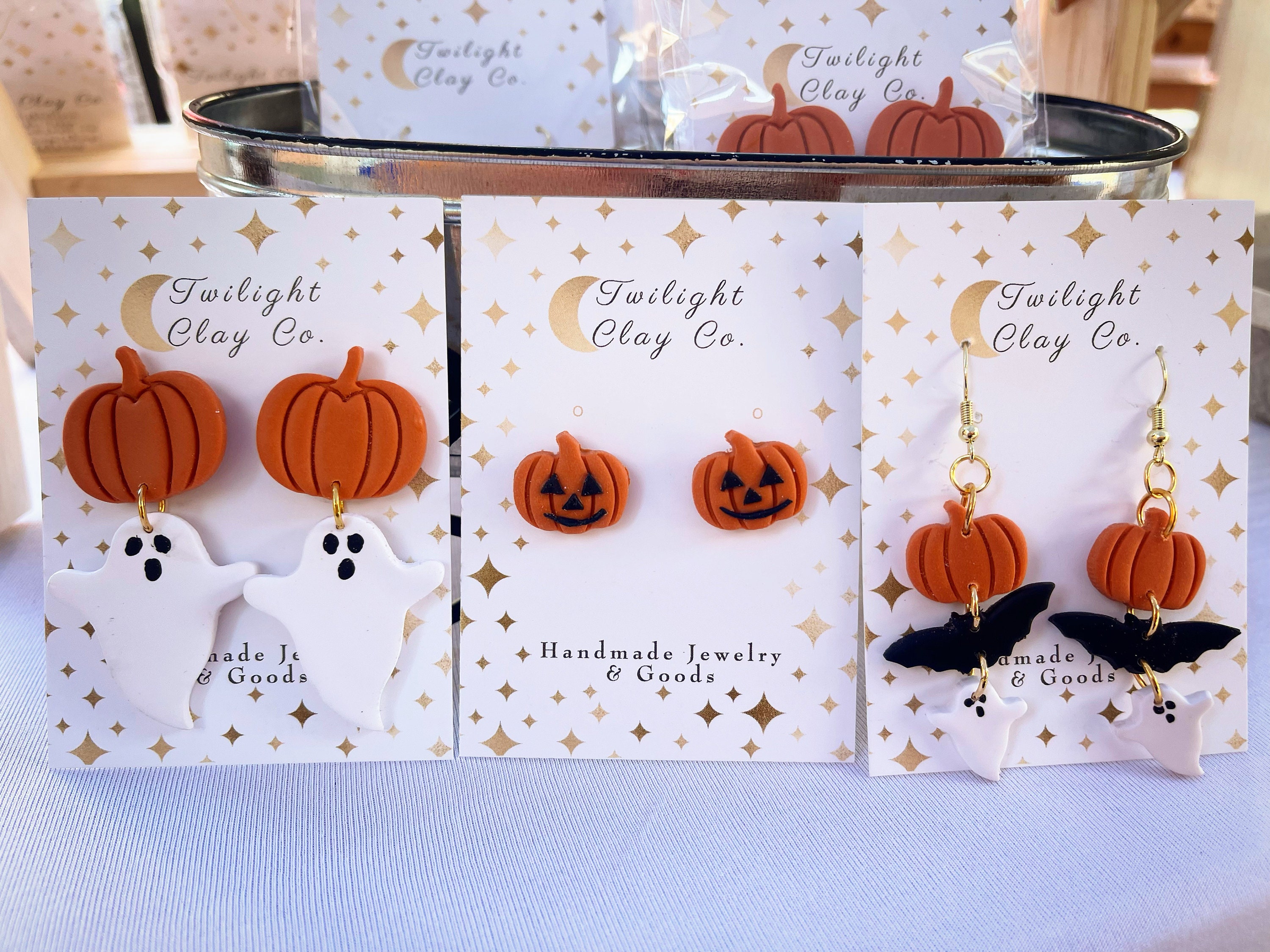 Orecchini con perline a forma di zucca, teschio, fantasma e