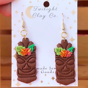Tiki Hawaiian Tropical Clay Earrings