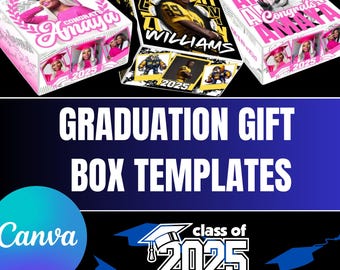 Modelo editável de caixa de presente de formatura | Turma de 2026 | Caixa de doces para imprimir | Download digital do Canva