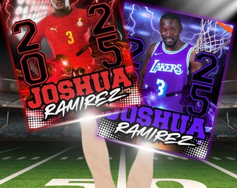 Editable (6) Sports Graduation Fan Template | Canva Digital Download | Class of 2026 | Personalized Hand Fan for Ceremony or Party