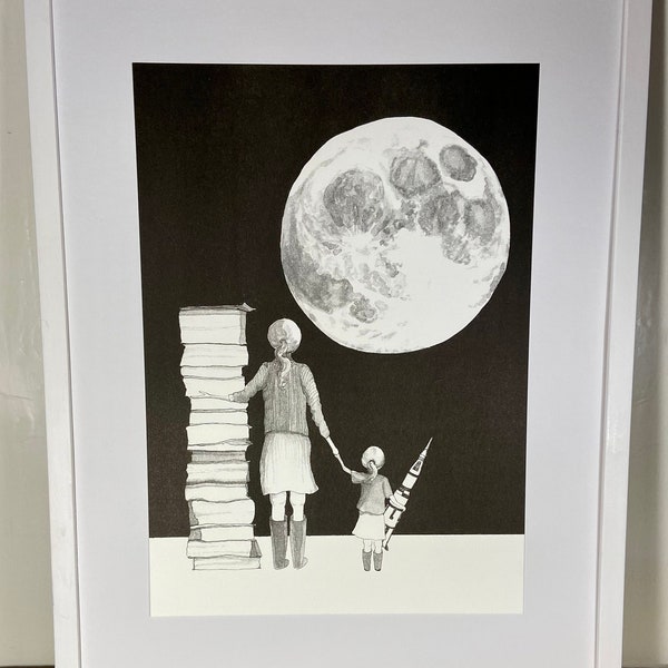 A4 Sueños de la Luna I Impresión de Arte Risografía I Margaret Hamilton I Apolo