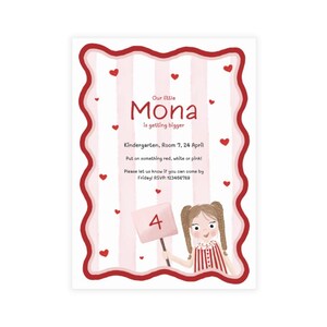 Editable Kids Birthday Invitation Template | Instant Download Canva Invite | Printable Digital Party Invite for Girls with Hearts