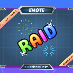 RAID - Animated Text Emote - Twitch Emote - Discord Emote - Kick Emote