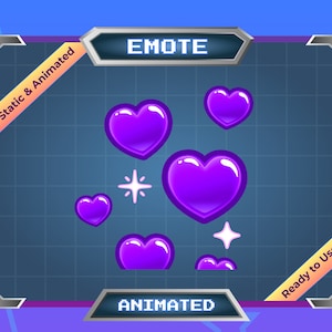 Geanimeerde emote - statische emote - Twitch-emote - Discord-emote - sprankelend paars hart