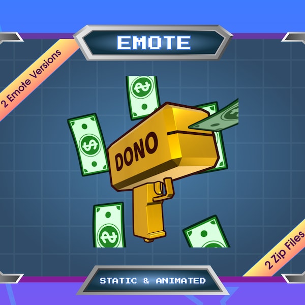 Animated Emote - Static Emote - Twitch Emote - Discord Emote - Golden Money Gun - Red Money Gun