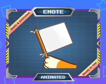 Animated Emote - Static Emote - Twitch Emote - Discord Emote - White Flag - Cat