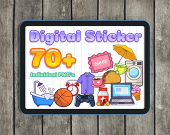 Everyday Cartoon Style Digital Sticker - Planner Sticker - Individual PNG Files - Individual SVG Files