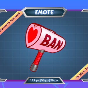 Pink Heart Ban Hammer - Animated Emote - Twitch Emotes - Discord Emote - Kick Emote