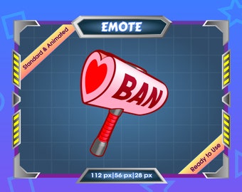 Animated Twitch Emotes Pink Heart Ban Hammer
