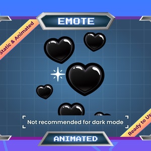 Cuori neri scintillanti - Emote animata - Emote statica - Emote Twitch - Emote Discord