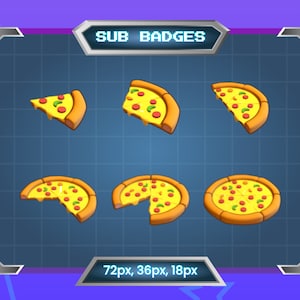 6 insignias de Pizza Sub para Twitch / 6 insignias de Burger Sub para Twitch