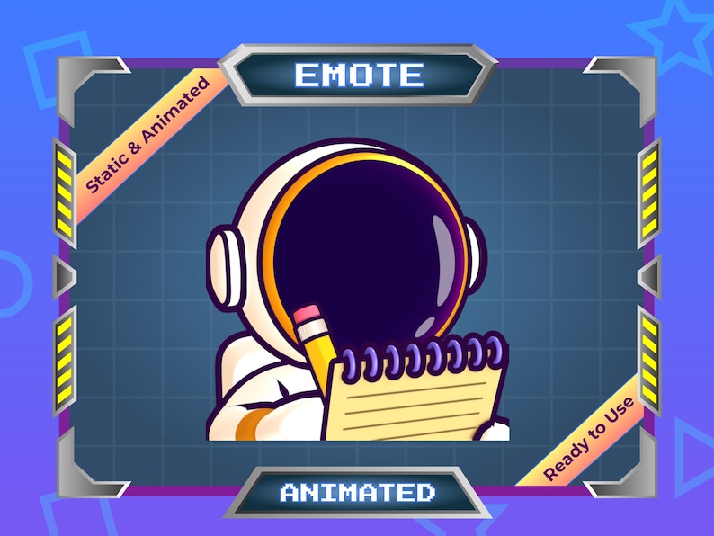 Astronaut - Writing - Animated Emote - Twitch Mote - Discord Emote - Etsy
