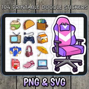 104 Printable Stickers - SVG and PNG (Digital Download)