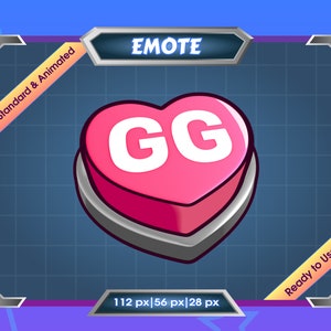 Animated Emote for Streamer - Twitch Emote - Discord Emote - GG Pink Love Button