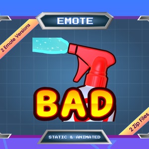 Emote for Streamer | Static Emote | Animated Emote | Twitch Emote | Discord Emote | Animated Spray Bottle | BAD